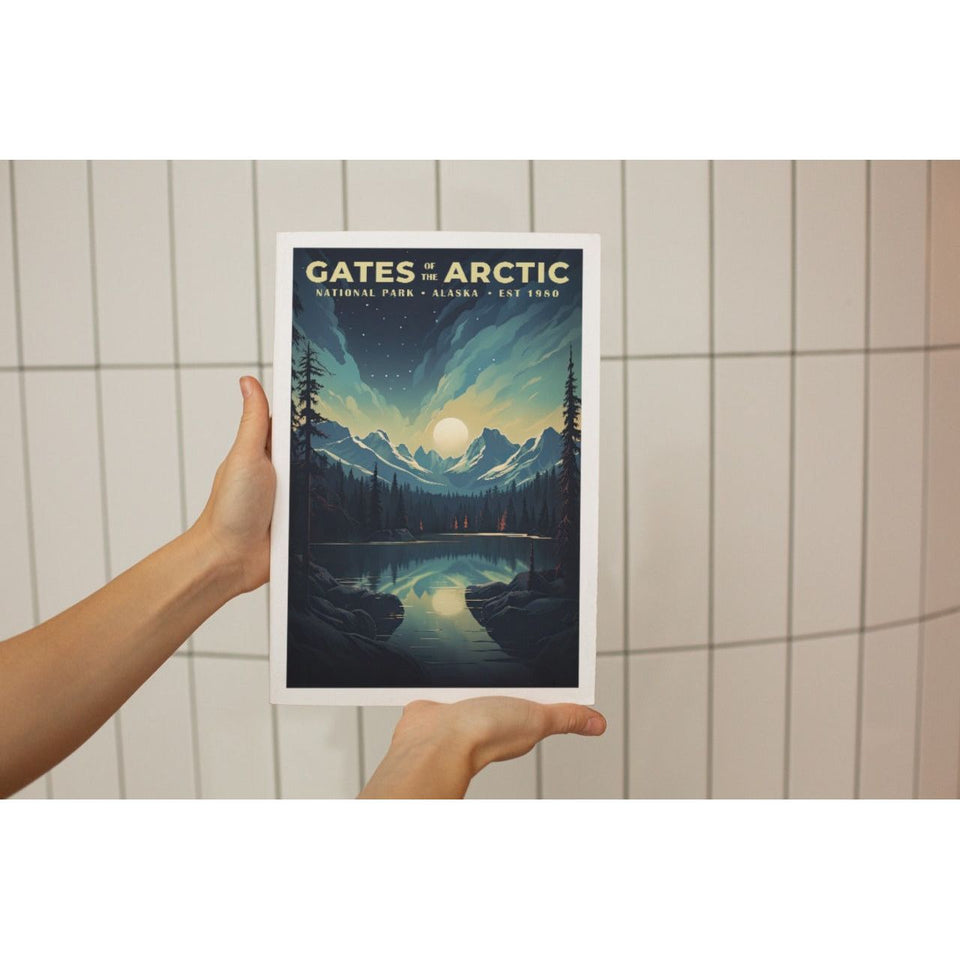 Gates of the Arctic National Park Poster – Moonlit Mountain Lake
