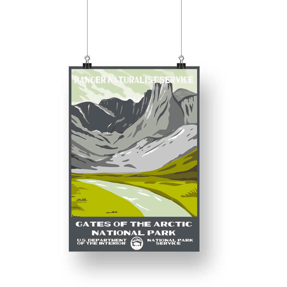Gates of the Arctic National Park Poster – Green Valley & Gray Ridges – Ranger Header