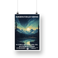 Gates of the Arctic National Park Poster – Moonlit Mountain Lake – Ranger Header