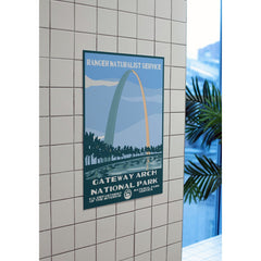 Gateway Arch National Park Poster – Blue River & Silver Arch – Ranger Header