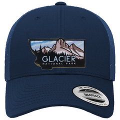 Glacier National Park Mesh Snapback Hat in Navy — corrected color mockup