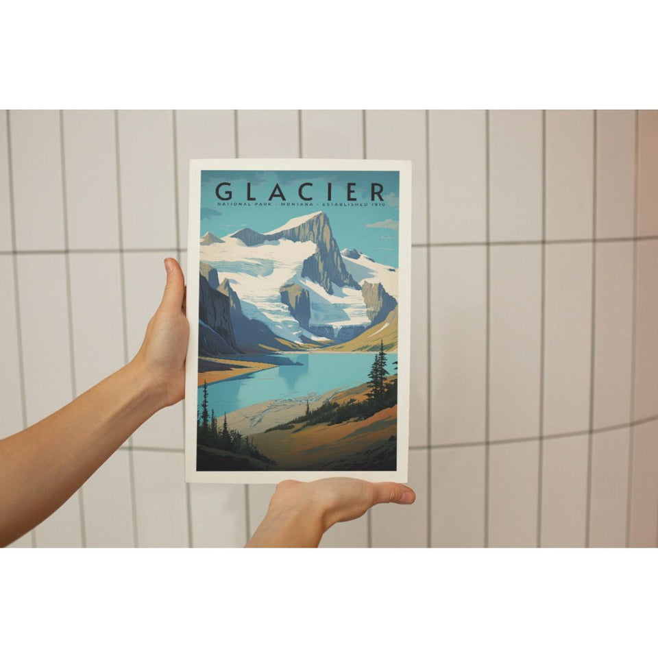 Glacier National Park Poster – Alpine Lake & Jagged Peaks
