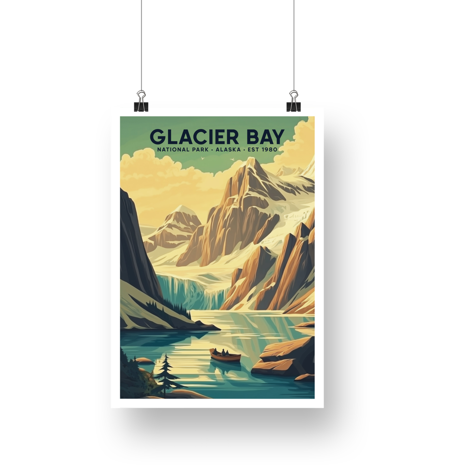 Glacier Bay National Park Poster – Glacier Fjord & Snowy Mountains