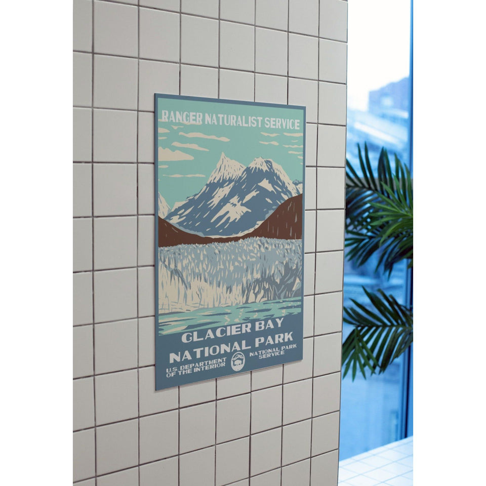 Glacier Bay National Park Poster – Glacier Wall & Snowy Peak – Ranger Header