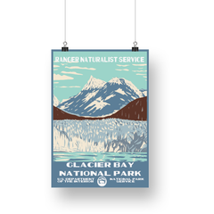 Glacier Bay National Park Poster – Glacier Wall & Snowy Peak – Ranger Header
