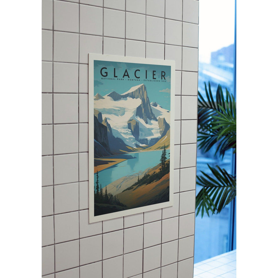 Glacier National Park Poster – Alpine Lake & Jagged Peaks