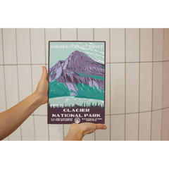 Glacier National Park Poster – Purple Mountain & Forest Lake – Ranger Header