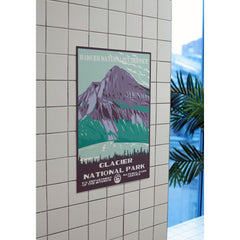 Glacier National Park Poster – Purple Mountain & Forest Lake – Ranger Header