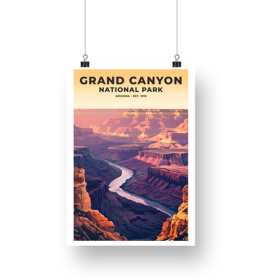 Grand Canyon National Park Poster – Pink Canyon & Winding River