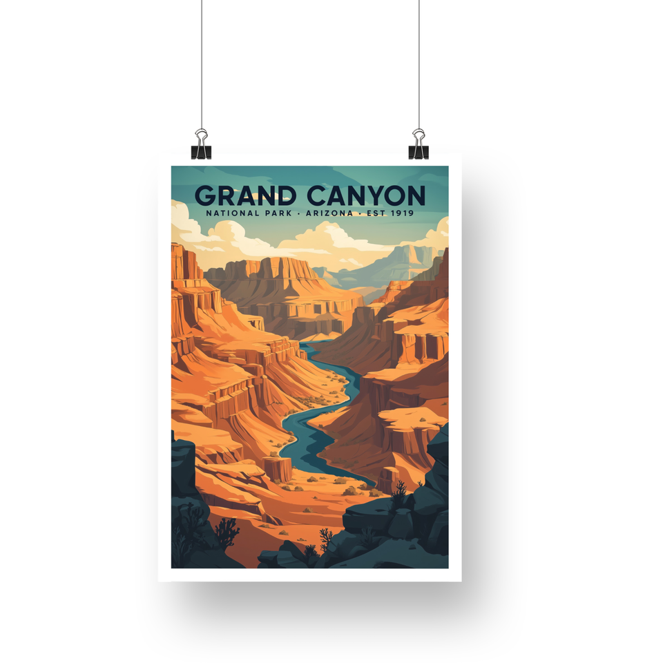 Grand Canyon National Park Poster – Winding River & Golden Canyon