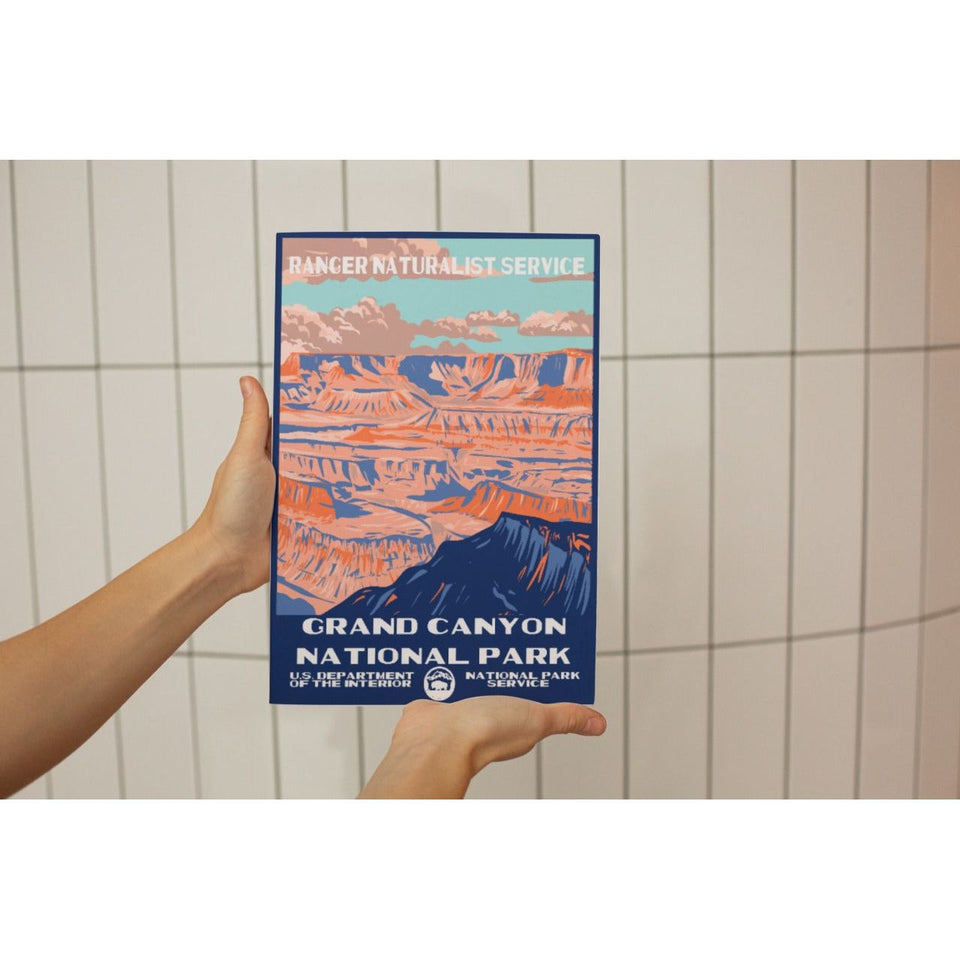 Grand Canyon National Park Poster – Pink Canyon & Blue Shadows – Ranger Header