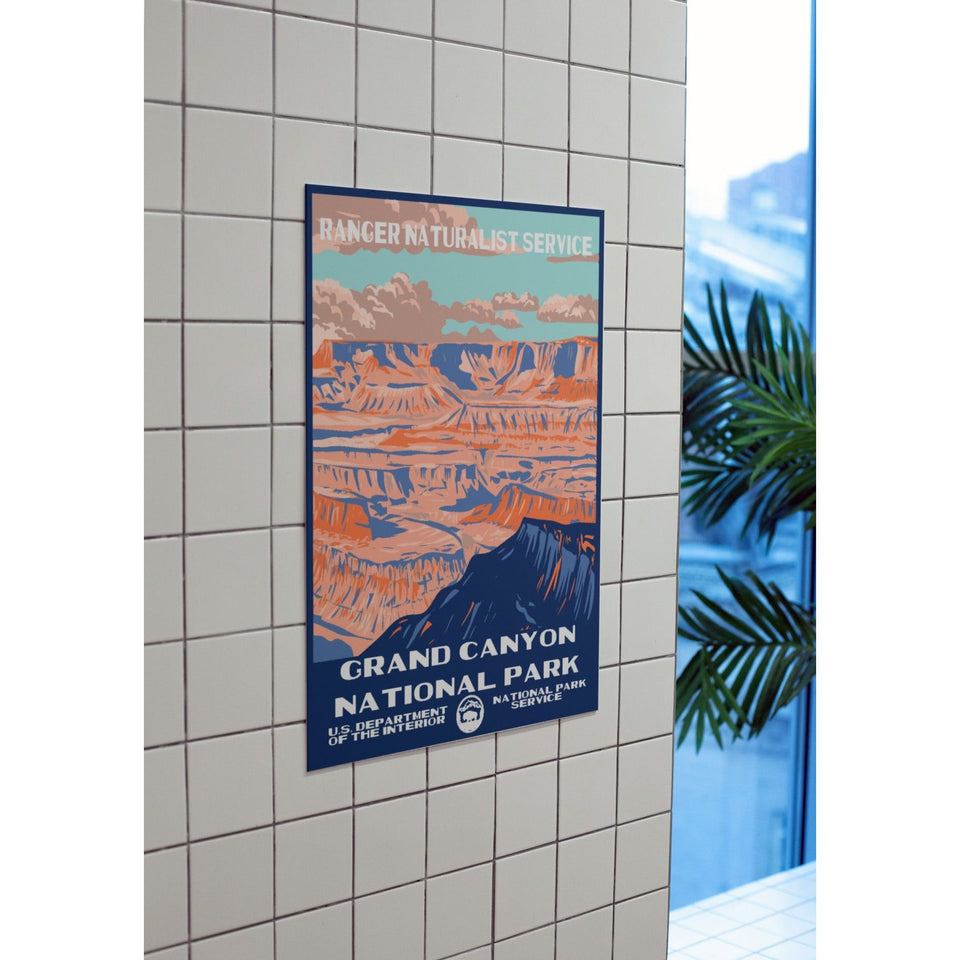 Grand Canyon National Park Poster – Pink Canyon & Blue Shadows – Ranger Header