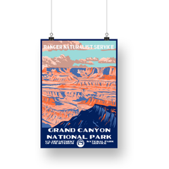 Grand Canyon National Park Poster – Pink Canyon & Blue Shadows – Ranger Header