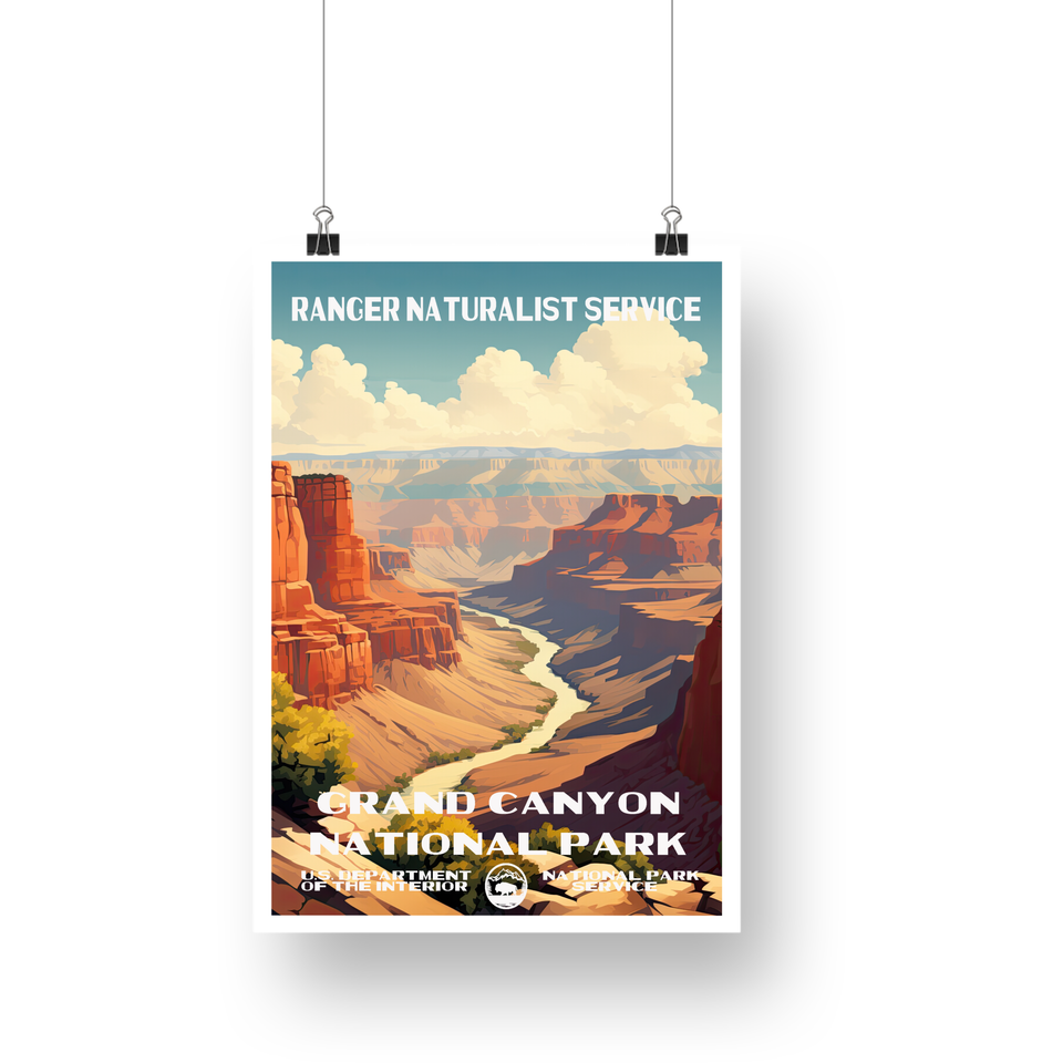 Grand Canyon National Park Poster – Golden Canyon & Winding River – Ranger Header