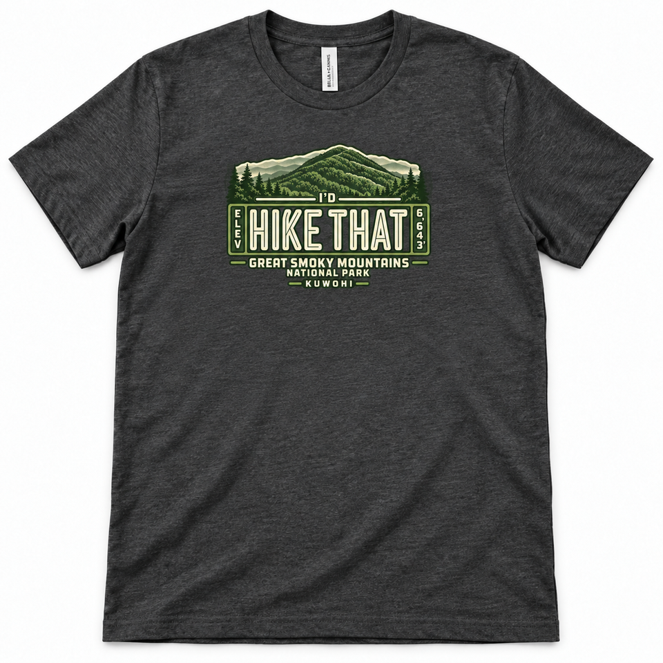 Great Smoky Mountains National Park – Kuwohi I’d Hike That Unisex T-Shirt – Dark Grey Heather