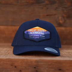Great Smoky Mountains National Park Mesh Snapback Hat in Navy — color mockup