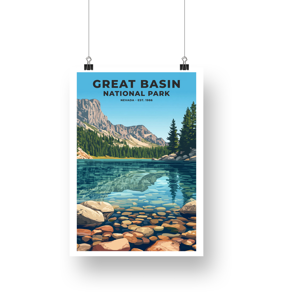 Great Basin National Park Poster – Clear Lake & Rocky Shore