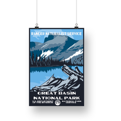 Great Basin National Park Poster – Blue Lake & Rocky Overlook – Ranger Header