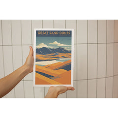 Great Sand Dunes National Park Poster – Golden Dunes & Layered Mountains