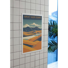 Great Sand Dunes National Park Poster – Golden Dunes & Layered Mountains