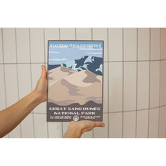 Great Sand Dunes National Park Poster – Pale Dunes & Snowy Skyline – Ranger Header
