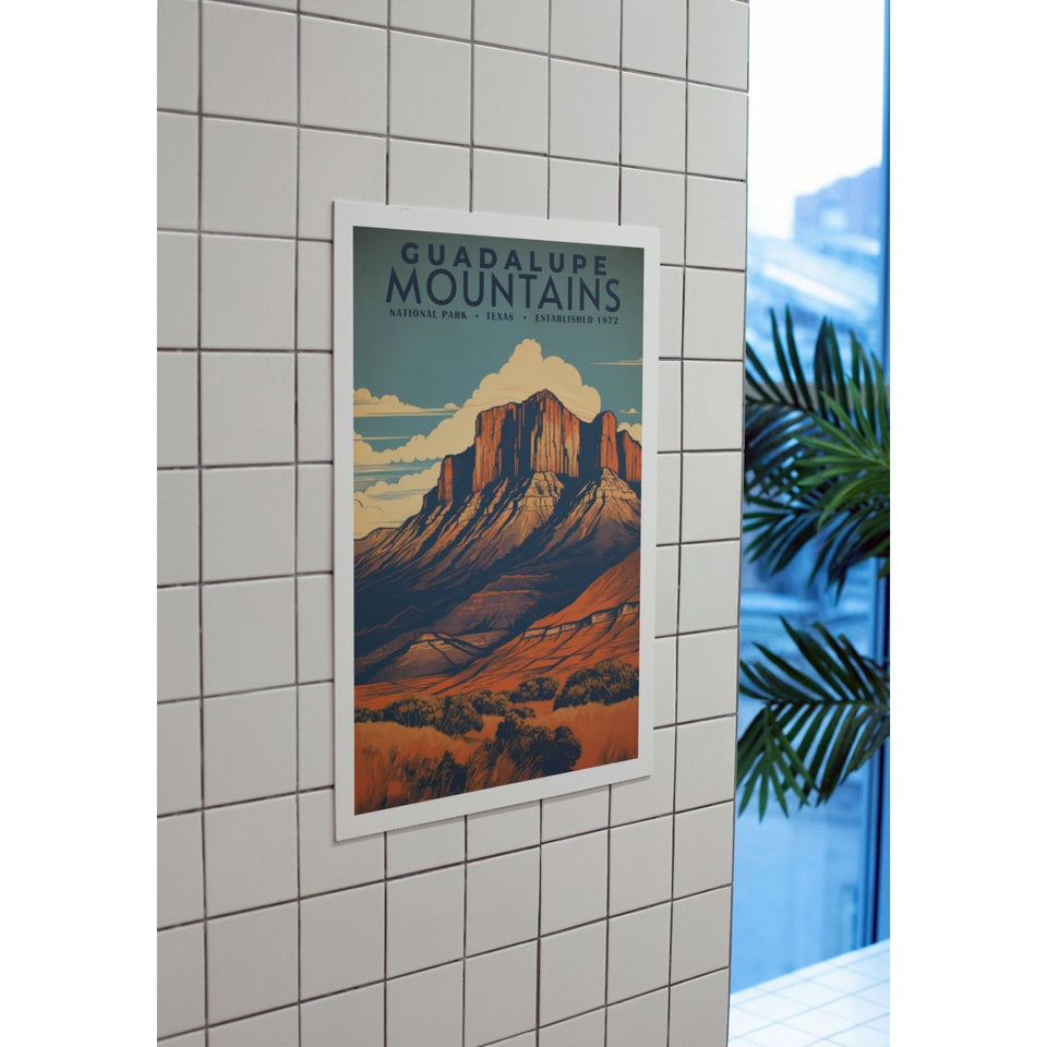 Guadalupe Mountains National Park Poster – Red Mesa & Desert Grasses