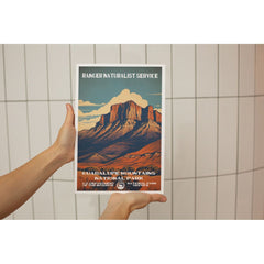 Guadalupe Mountains National Park Poster – Red Mesa & Desert Grasses – Ranger Header