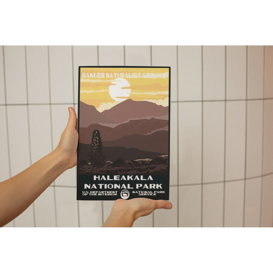 Haleakala National Park Poster – Crater Layers & Golden Clouds – Ranger Header