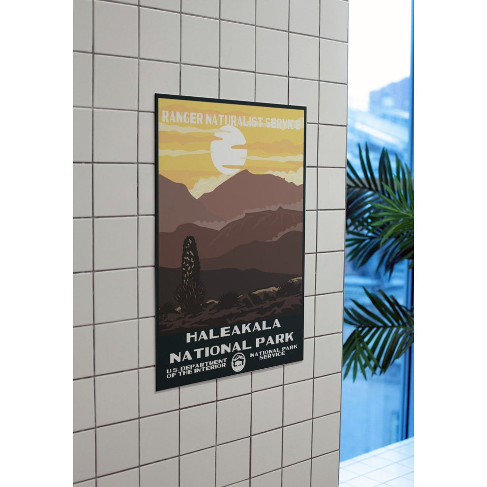 Haleakala National Park Poster – Crater Layers & Golden Clouds – Ranger Header