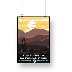 Haleakala National Park Poster – Crater Layers & Golden Clouds – Ranger Header