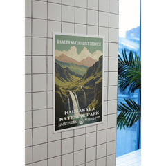 Haleakala National Park Poster – Green Crater & Waterfall – Ranger Header