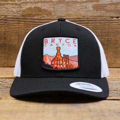 Bryce Canyon National Park Mesh Snapback Hat in Black/White — color mockup