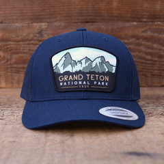 Grand Teton National Park Mesh Snapback Hat in Navy — color mockup