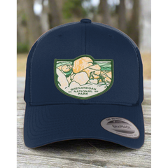 Shenandoah National Park Mesh Snapback Hat in Navy — corrected original-photo color mockup