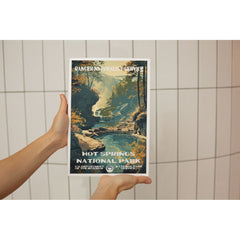 Hot Springs National Park Poster – Woodland Creek & Golden Light – Ranger Header
