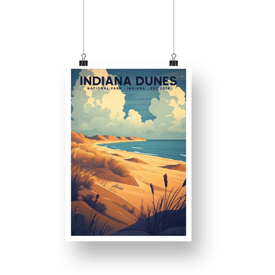 Indiana Dunes National Park Poster – Golden Dunes & Blue Shoreline