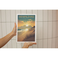 Indiana Dunes National Park Poster – Golden Dunes & Lakeside Sunset