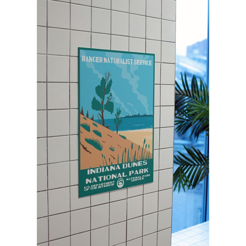Indiana Dunes National Park Poster – Dune Grasses & Blue Lake – Ranger Header