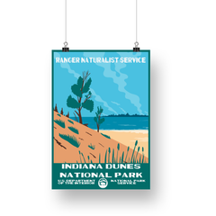 Indiana Dunes National Park Poster – Dune Grasses & Blue Lake – Ranger Header
