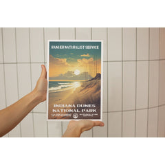 Indiana Dunes National Park Poster – Golden Dunes & Lakeside Sunset – Ranger Header
