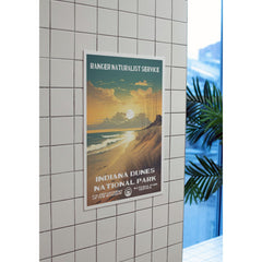 Indiana Dunes National Park Poster – Golden Dunes & Lakeside Sunset – Ranger Header