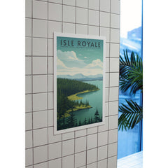 Isle Royale National Park Poster – Forested Peninsula & Green Lake