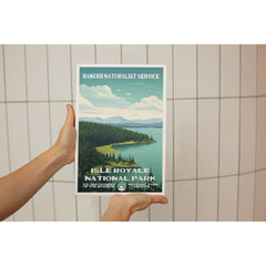 Isle Royale National Park Poster – Forested Peninsula & Green Lake – Ranger Header