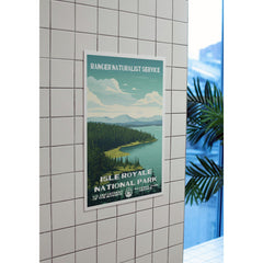 Isle Royale National Park Poster – Forested Peninsula & Green Lake – Ranger Header
