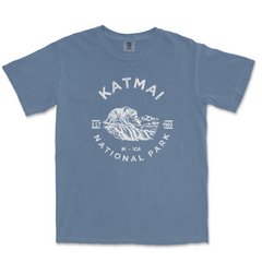 Katmai National Park adult Comfort Colors 1717 T-shirt in Blue Jean