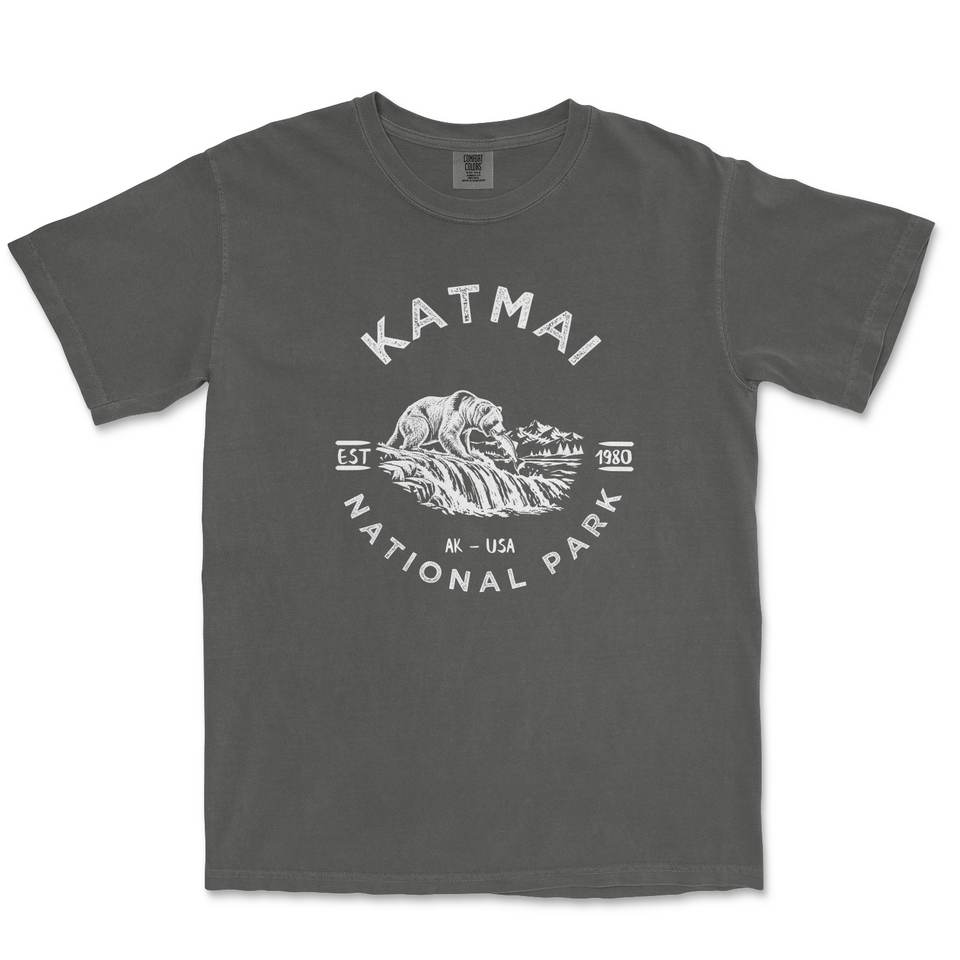 Katmai National Park adult Comfort Colors 1717 T-shirt in Pepper