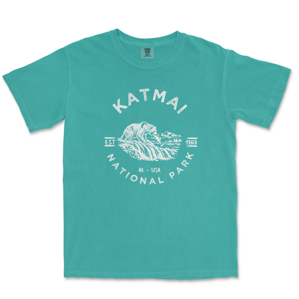 Katmai National Park adult Comfort Colors 1717 T-shirt in Seafoam