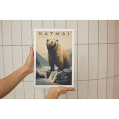 Katmai National Park Poster – Brown Bear & Mountain Ridge