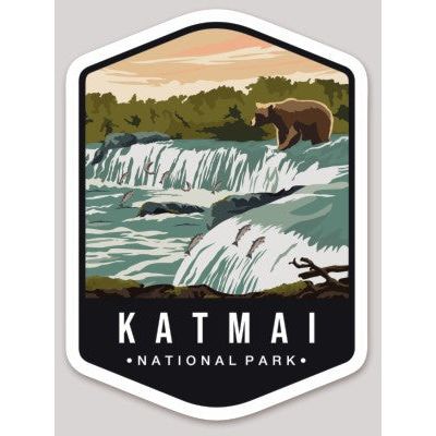 Katmai National Park Die Cut Sticker Large – Emblem Collection 2