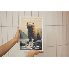 Katmai National Park Poster – Brown Bear & Mountain Ridge – Ranger Header